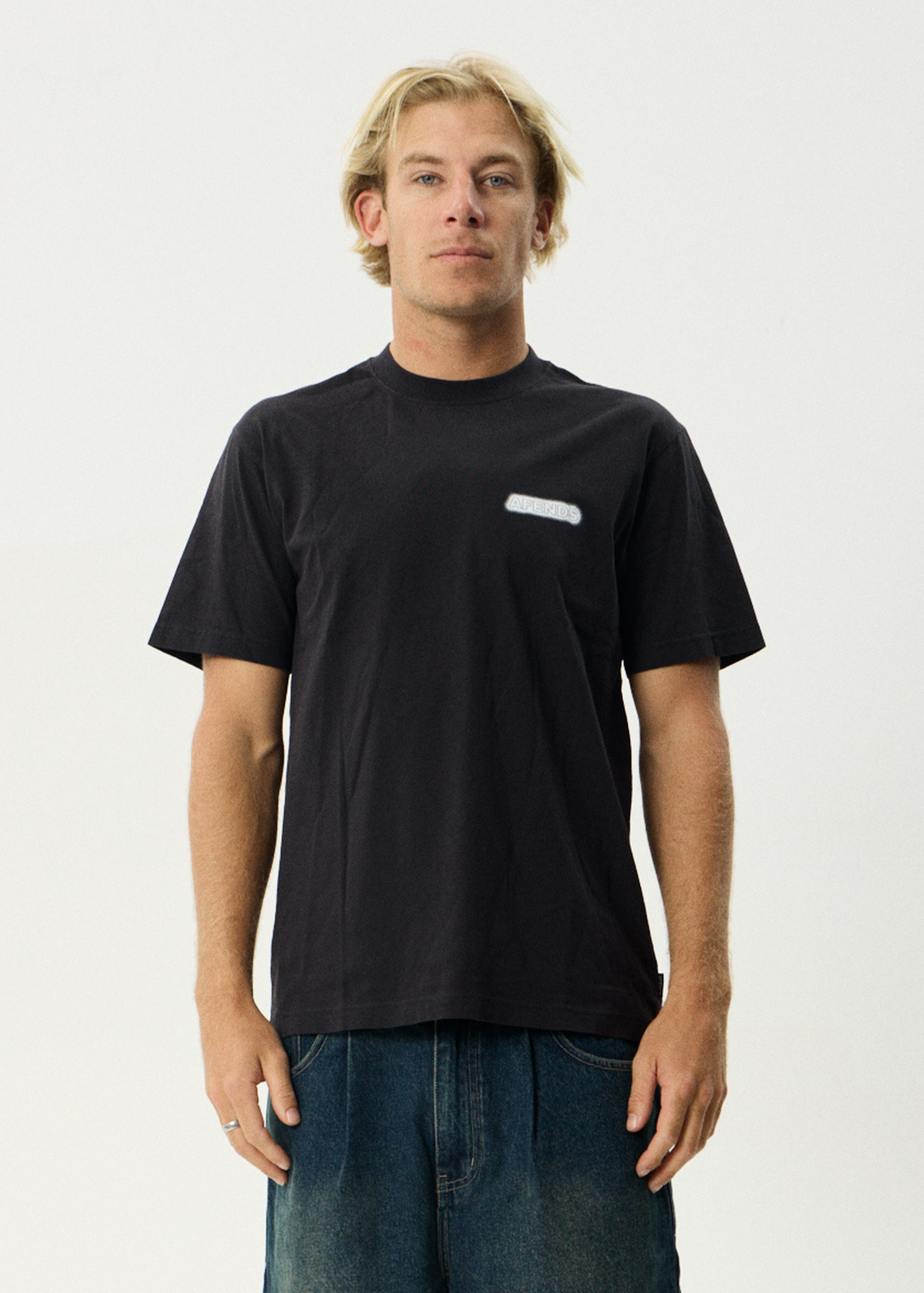 AFENDS Mens X-Ray - Retro Tee - Stone Black