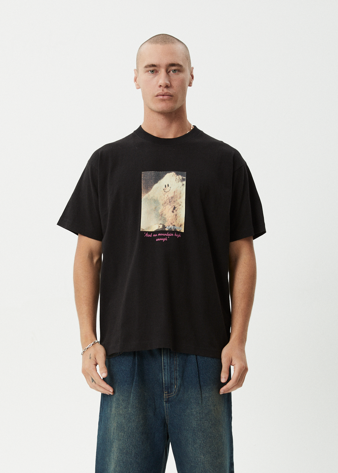 AFENDS Mens Too High - Heavyweight Boxy Tee - Black