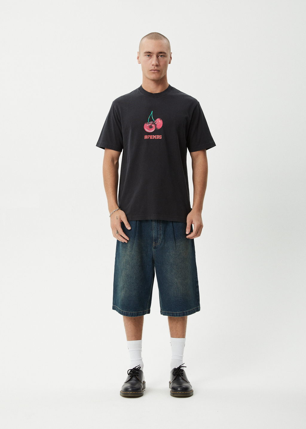 AFENDS Mens Abiza - Retro Tee - Stone Black