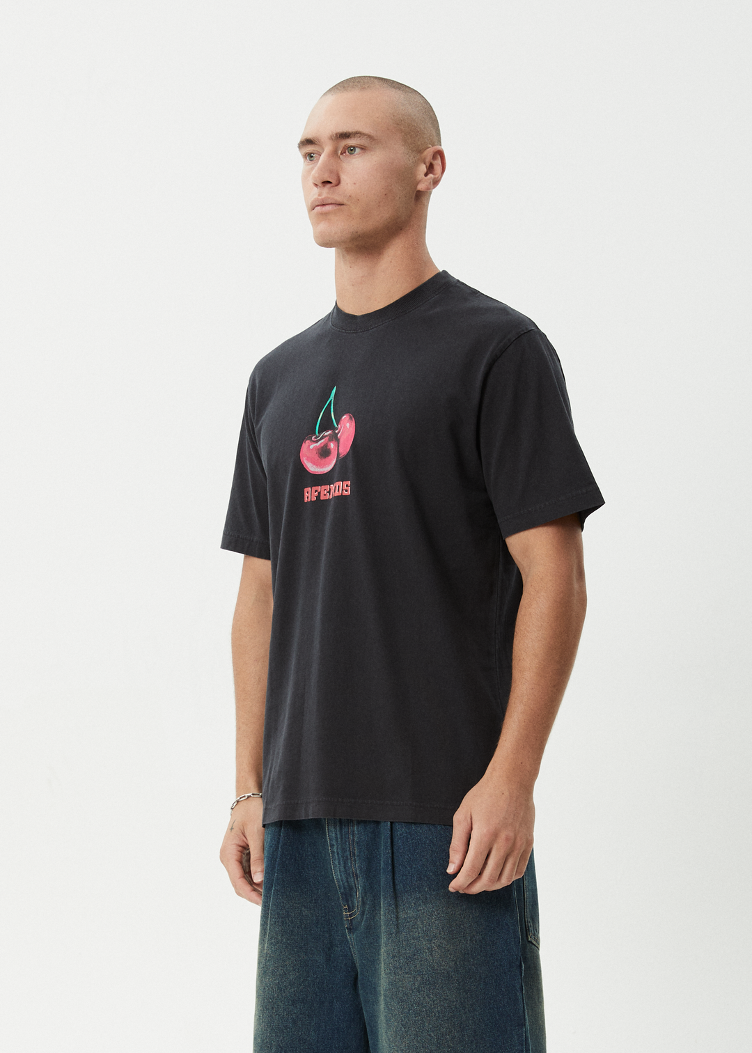 AFENDS Mens Abiza - Retro Tee - Stone Black