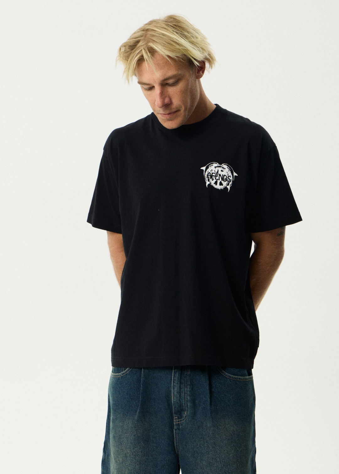 AFENDS Mens Dolfends - Boxy Tee - Black
