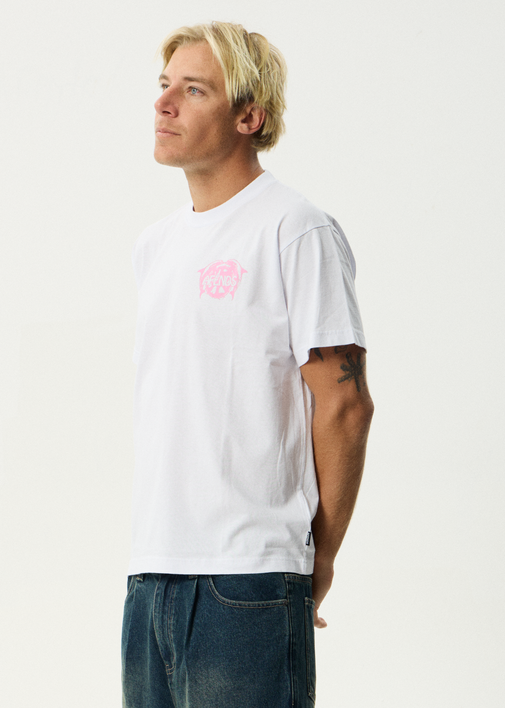 AFENDS Mens Dolfends - Boxy Tee - White
