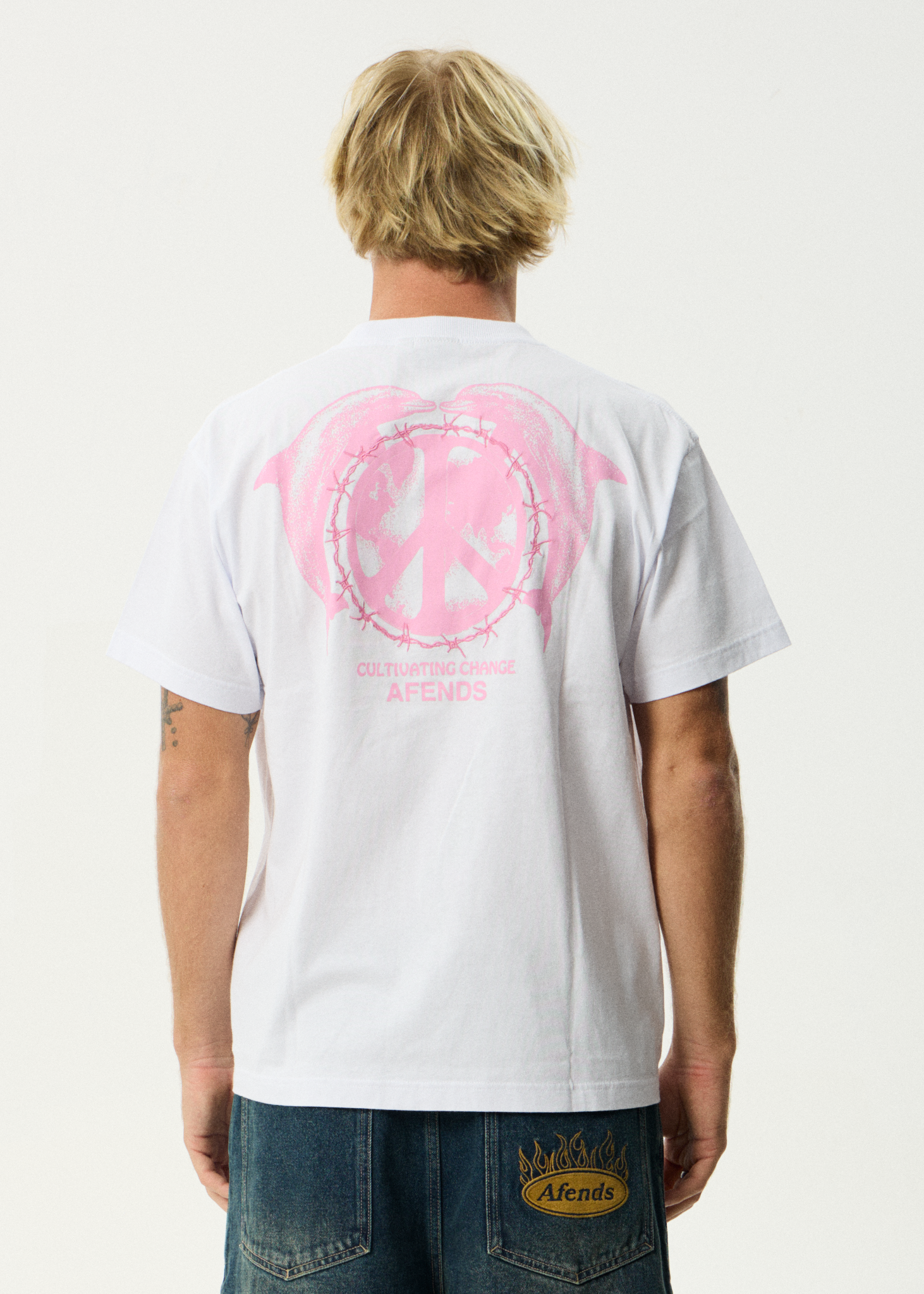 AFENDS Mens Dolfends - Boxy Tee - White