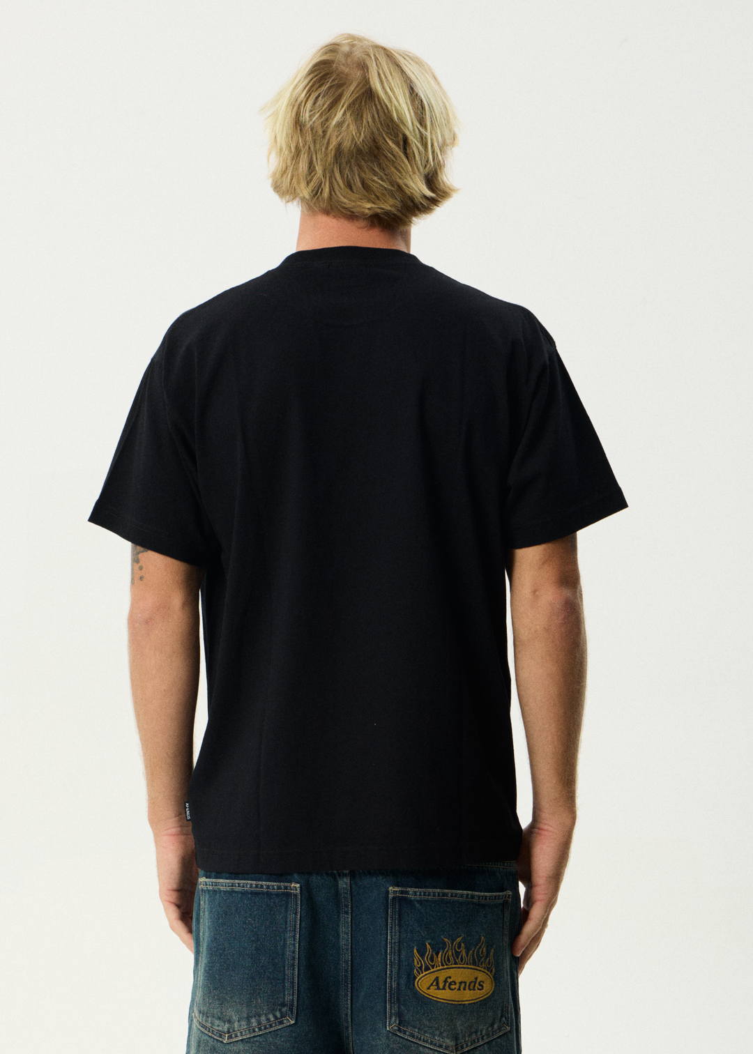 AFENDS Mens Flame On - Boxy Tee - Black
