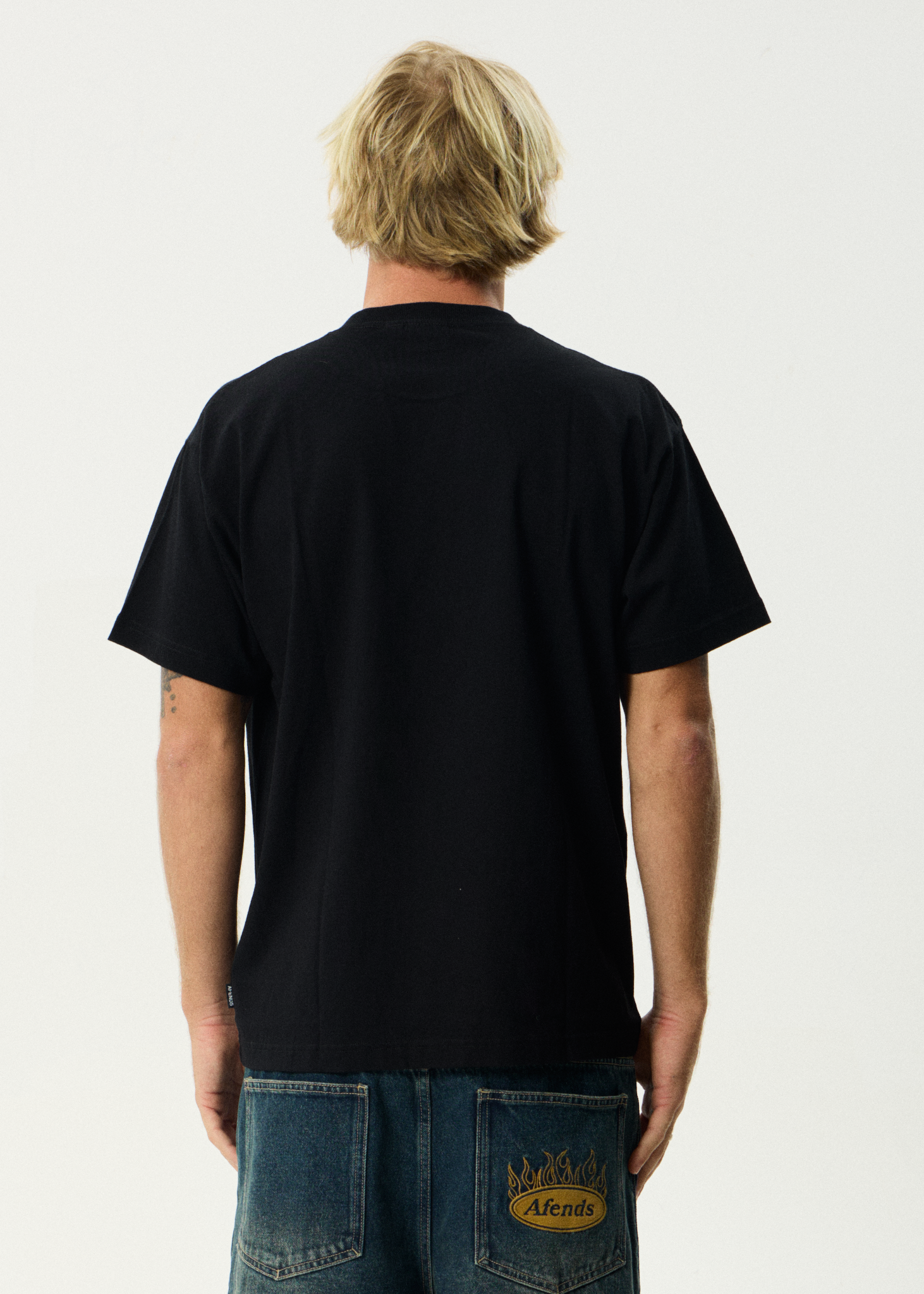 AFENDS Mens Flame On - Boxy Tee - Black