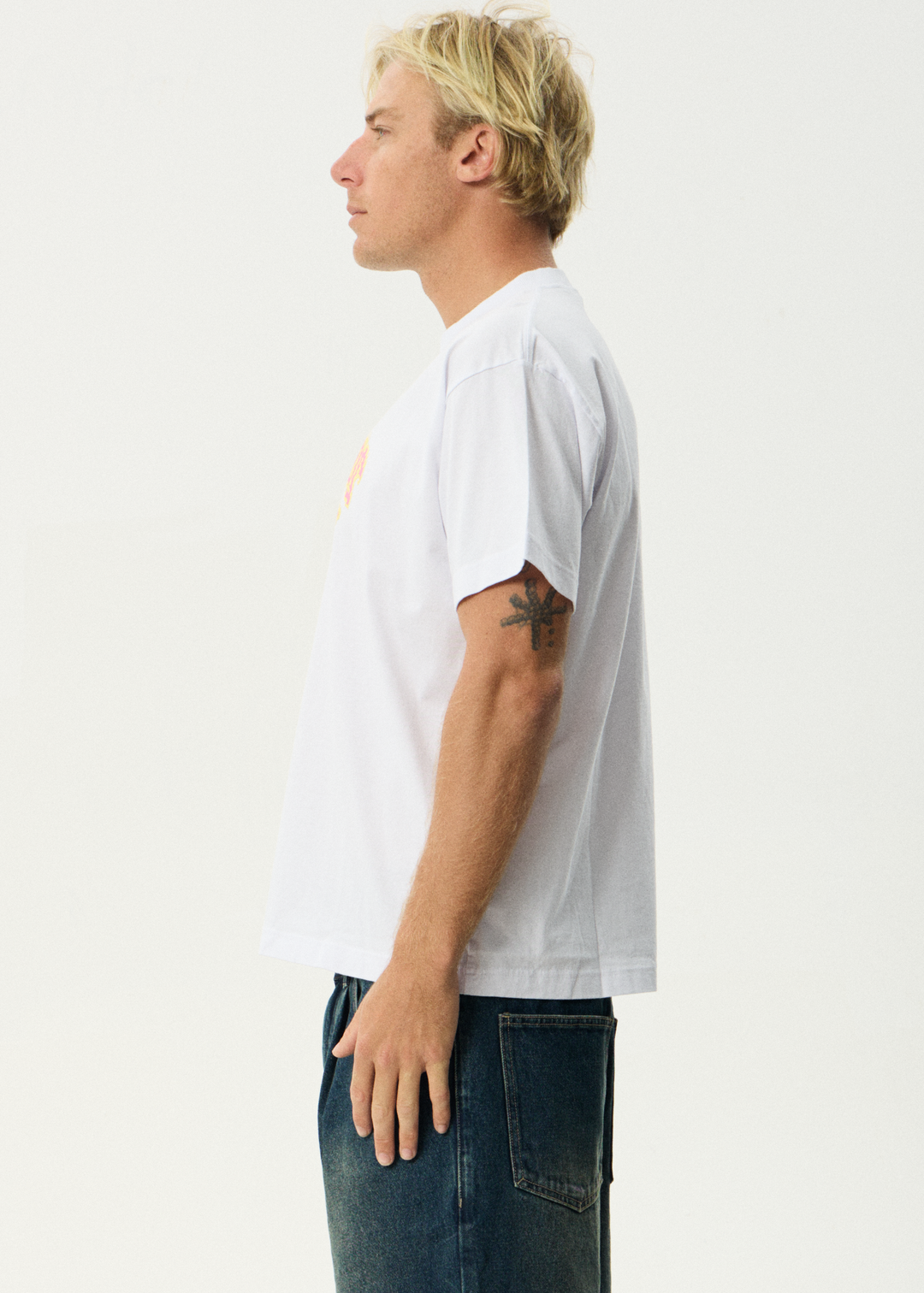 AFENDS Mens Flame On - Boxy Tee - White