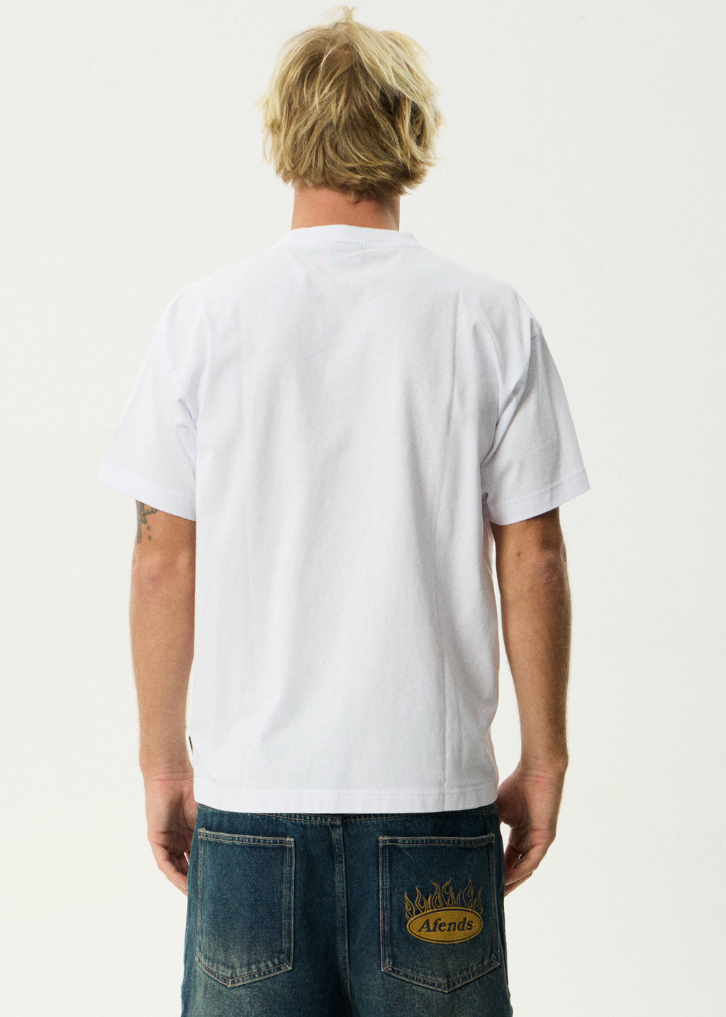 AFENDS Mens Flame On - Boxy Tee - White