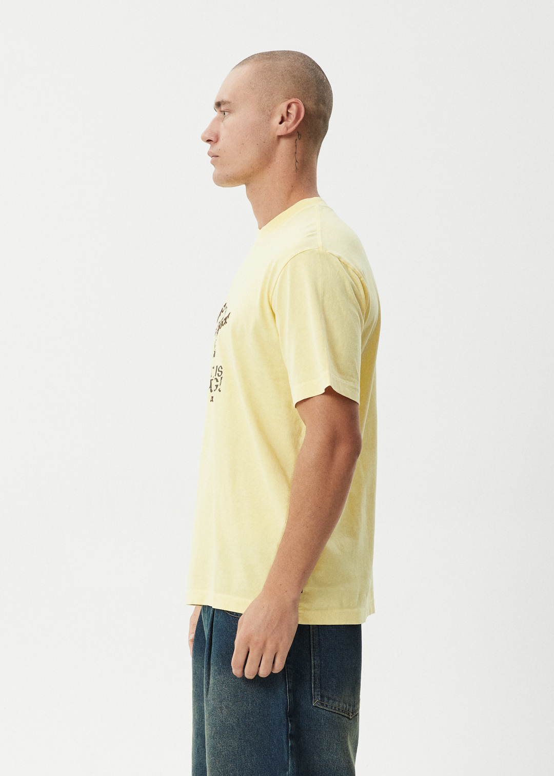 AFENDS Mens Knock Knock - Retro Tee - Washed Lemon