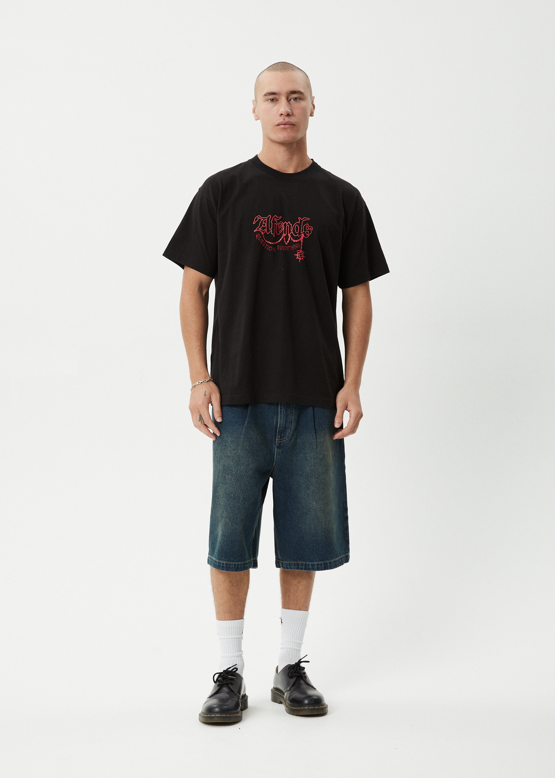 AFENDS Mens Ballz - Heavyweight Boxy Tee - Black