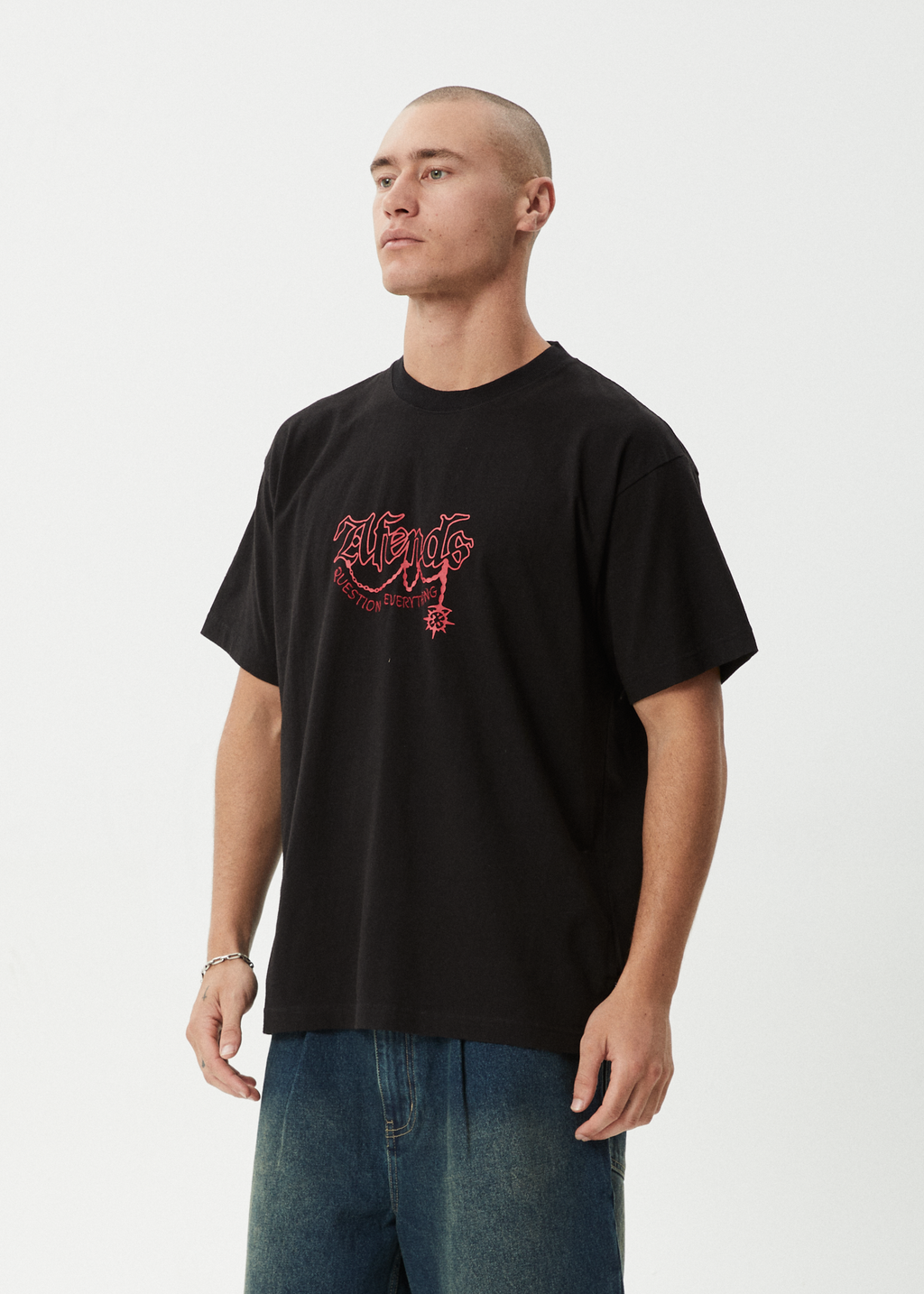 AFENDS Mens Ballz - Heavyweight Boxy Tee - Black