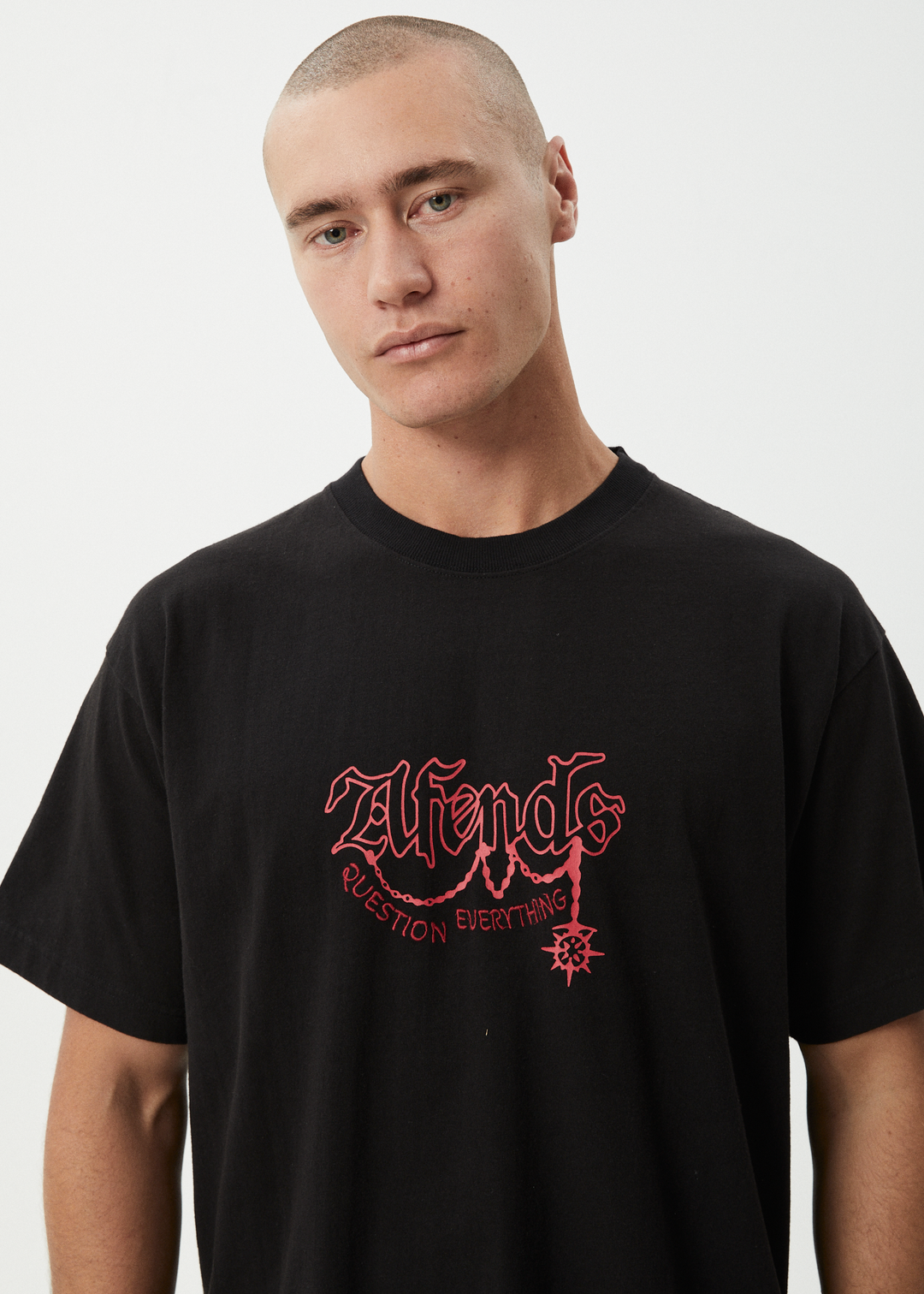 AFENDS Mens Ballz - Heavyweight Boxy Tee - Black