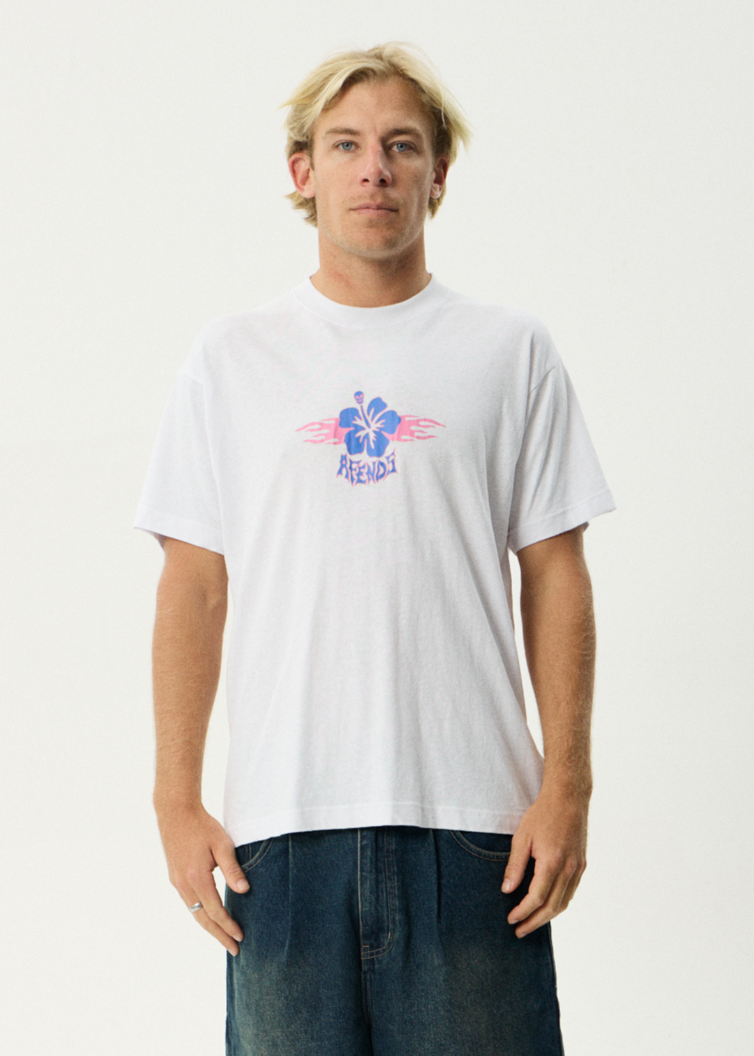 AFENDS Mens Wiped Out - Boxy Tee - White