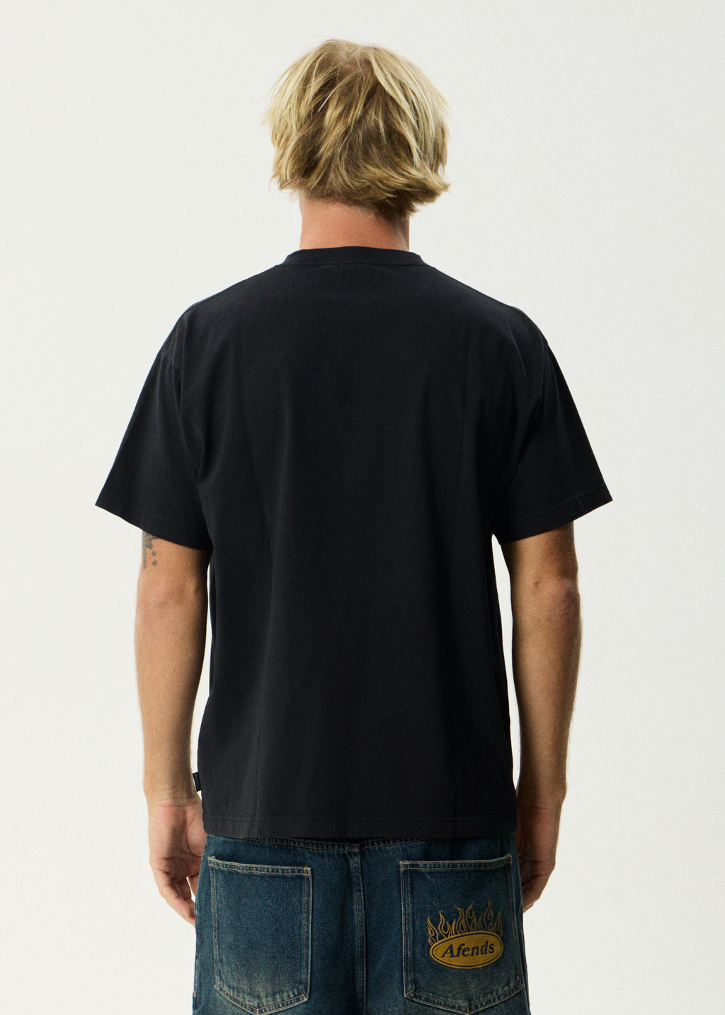 AFENDS Mens Simple Times - Boxy Tee - Stone Black