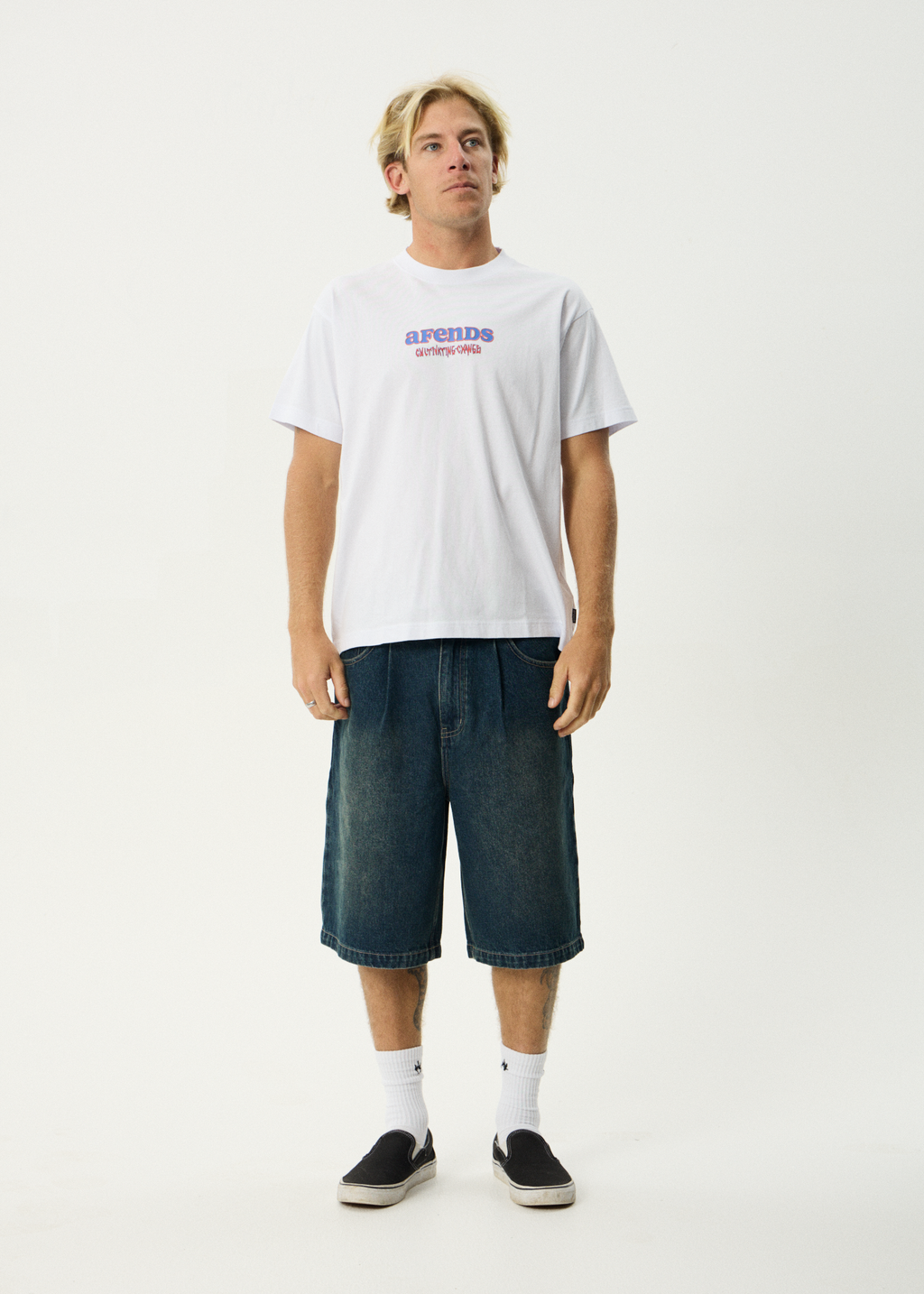 AFENDS Mens Simple Times - Boxy Tee - White
