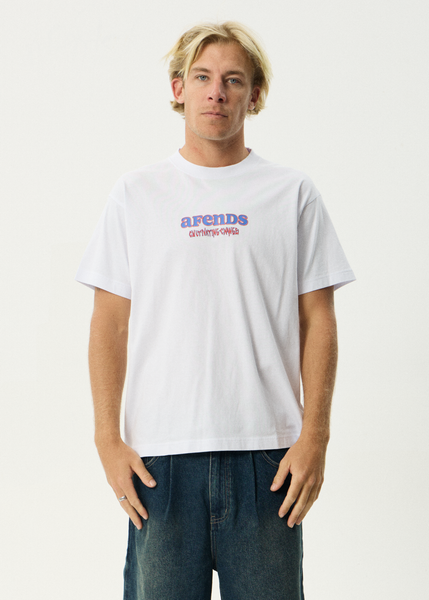 AFENDS Mens Simple Times - Boxy Tee - White