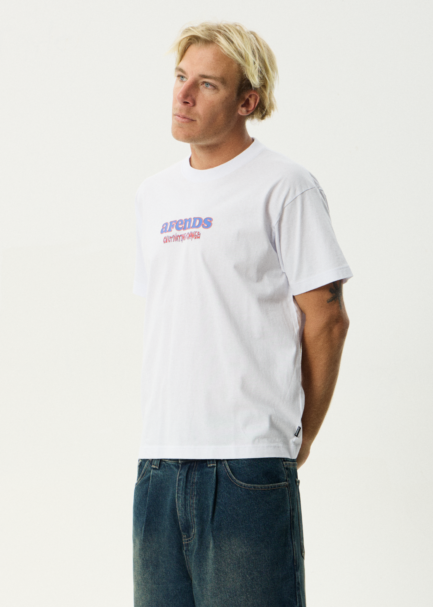 AFENDS Mens Simple Times - Boxy Tee - White