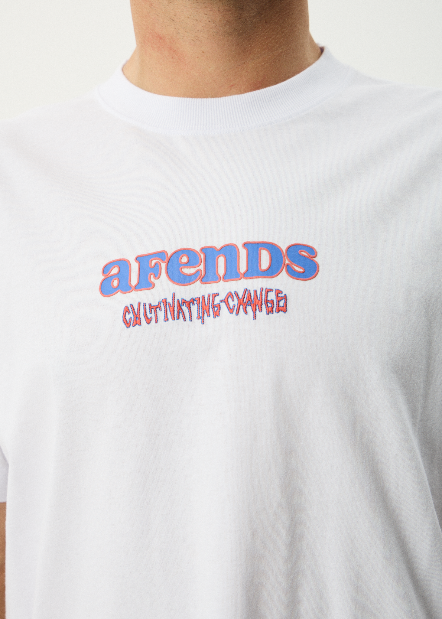 AFENDS Mens Simple Times - Boxy Tee - White
