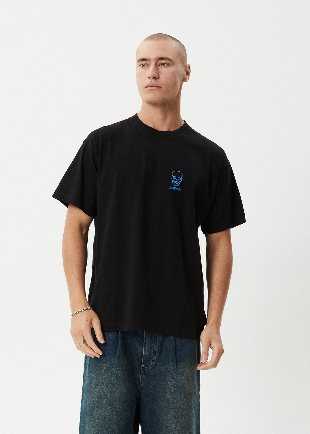 AFENDS Mens Skeletor - Boxy Tee - Black
