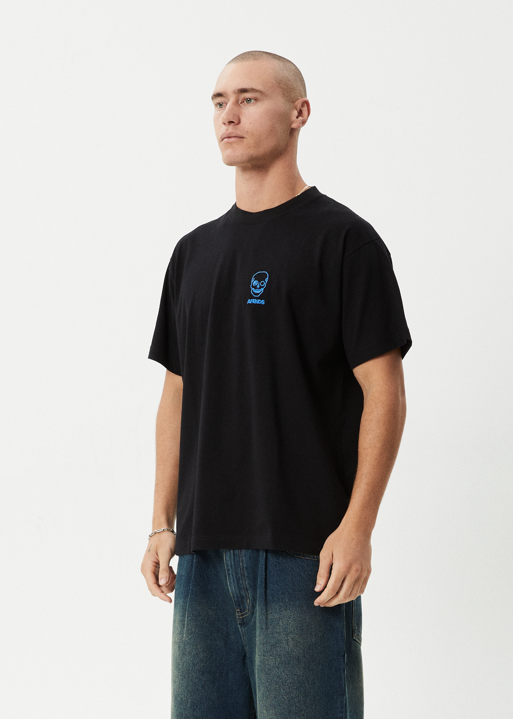 AFENDS Mens Skeletor - Boxy Tee - Black