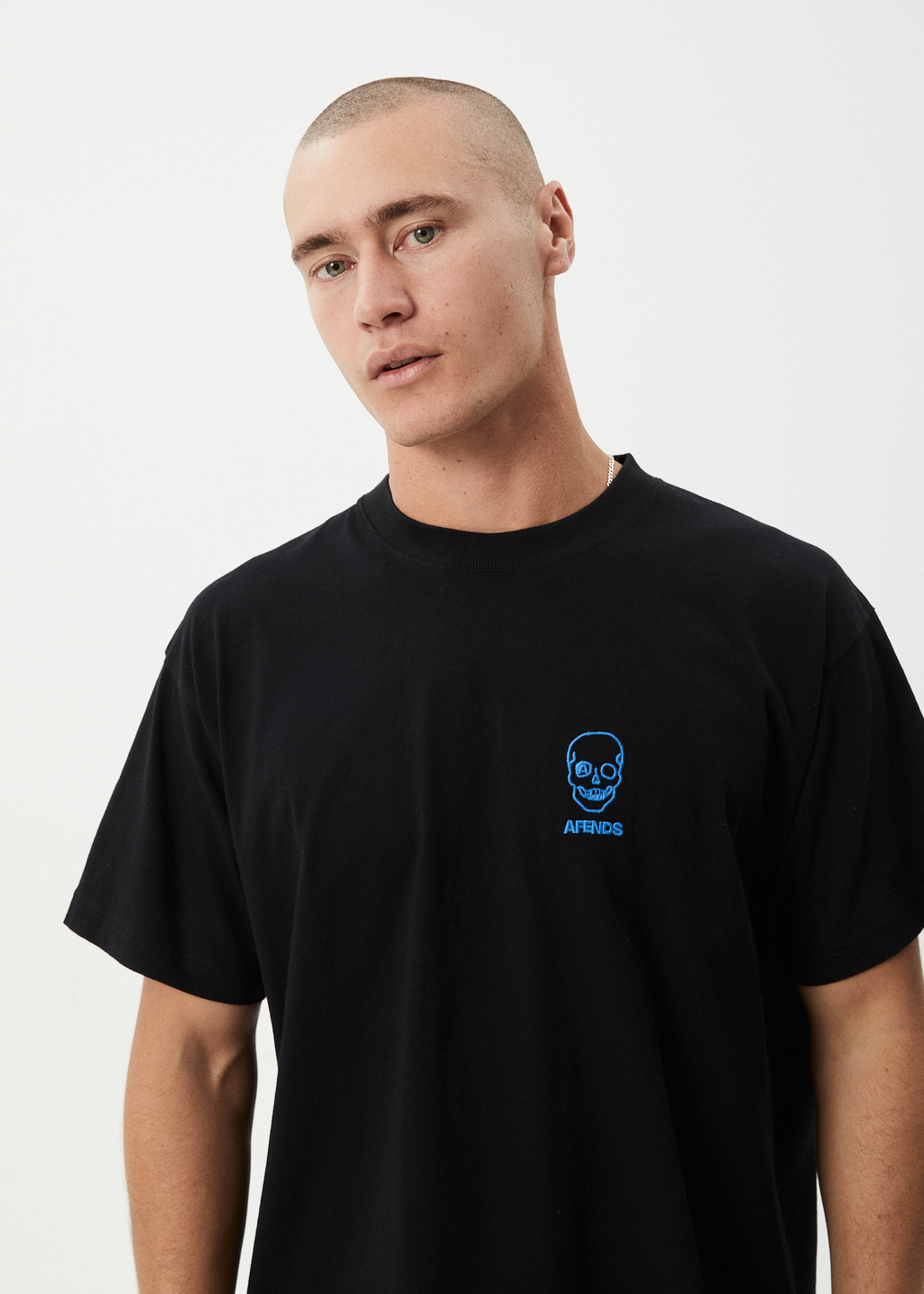 AFENDS Mens Skeletor - Boxy Tee - Black