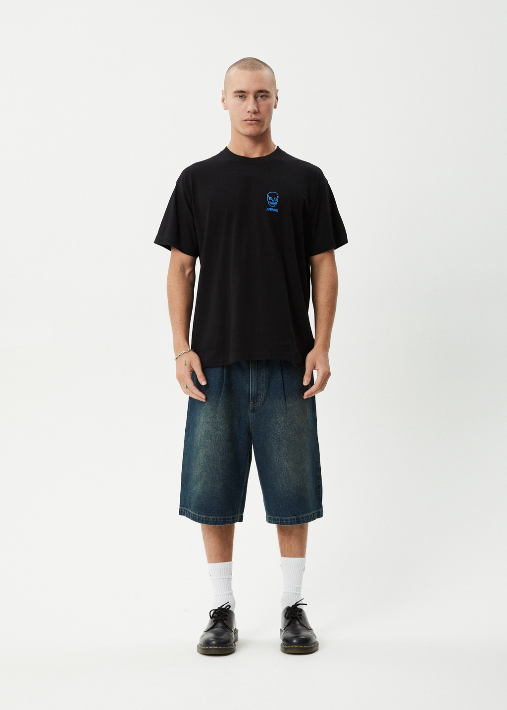 AFENDS Mens Skeletor - Boxy Tee - Black