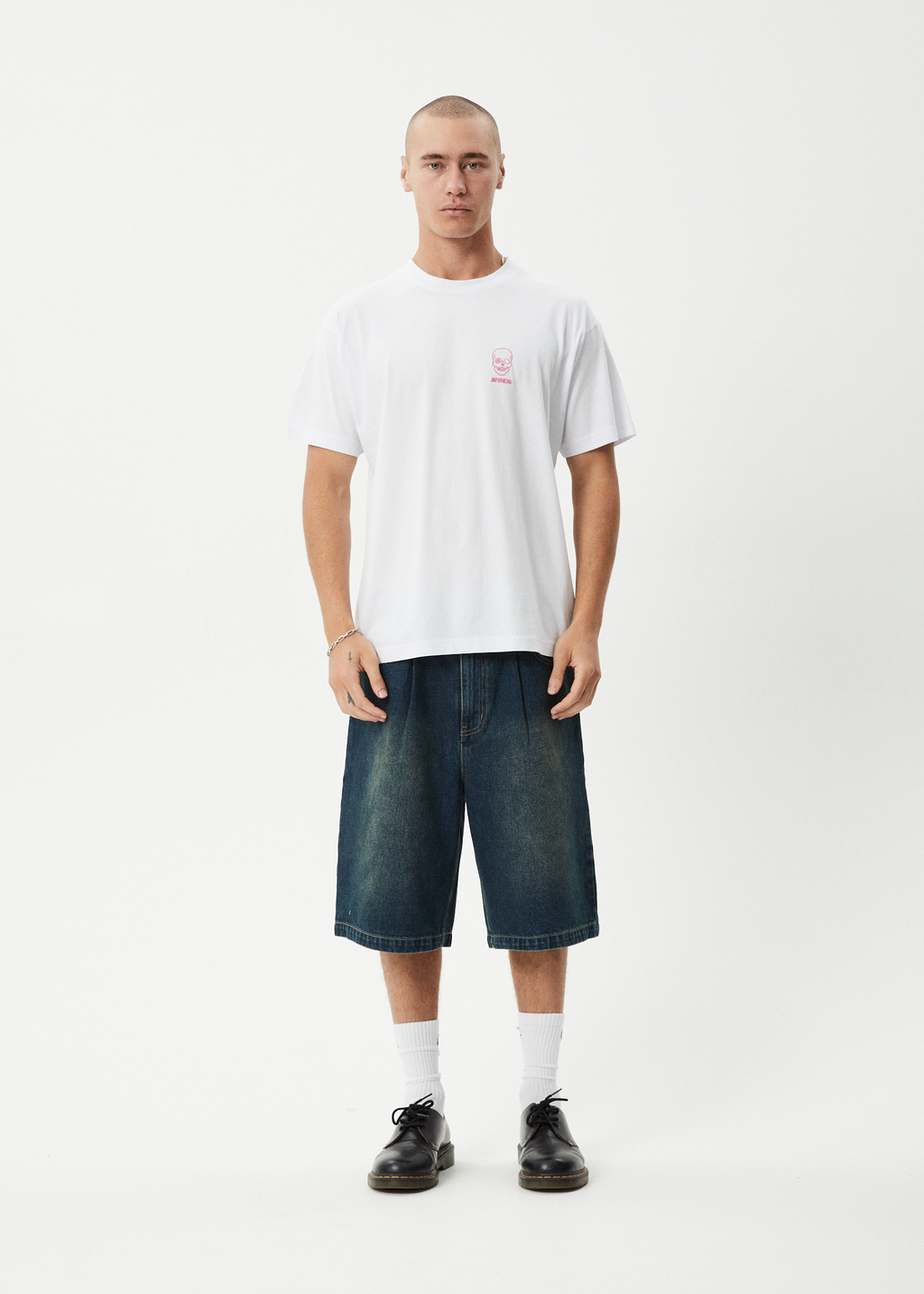 AFENDS Mens Skeletor - Boxy Tee - White