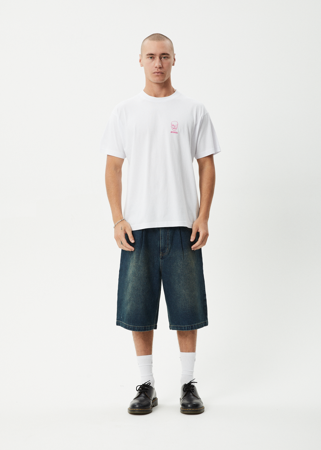 AFENDS Mens Skeletor - Boxy Tee - White