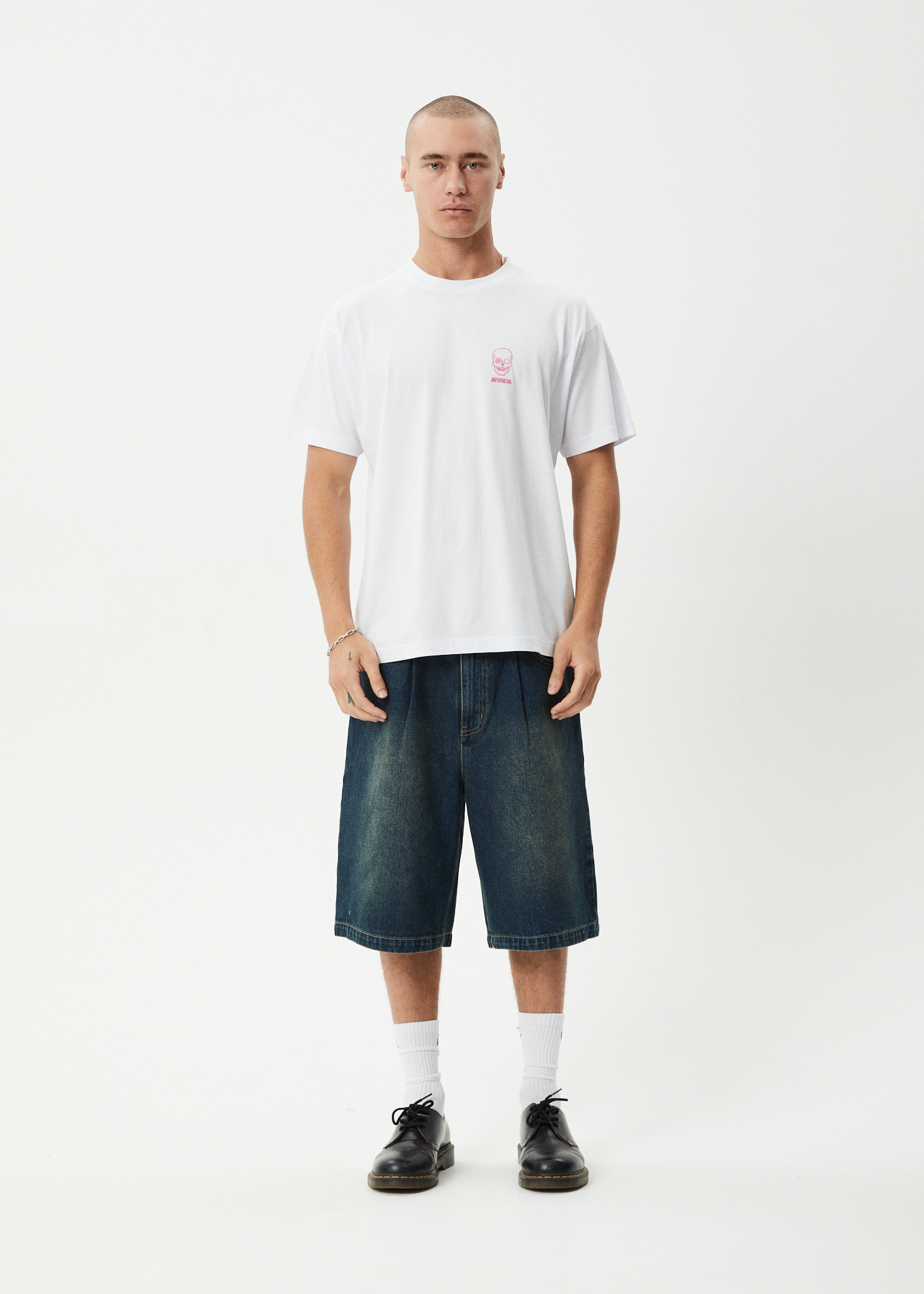 AFENDS Mens Skeletor - Boxy Tee - White