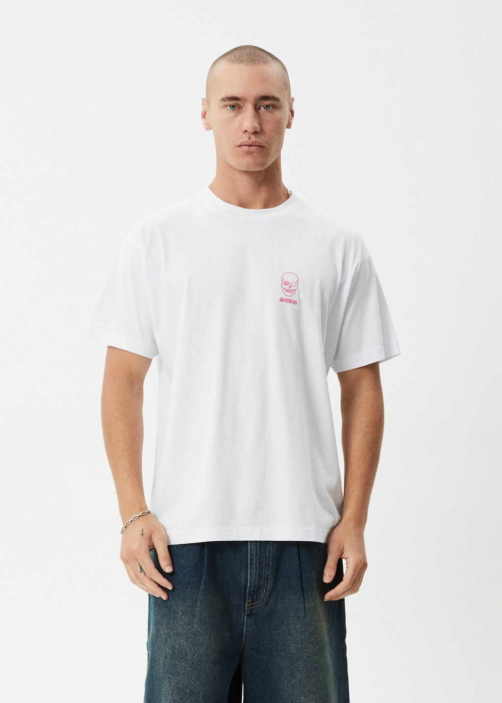 AFENDS Mens Skeletor - Boxy Tee - White