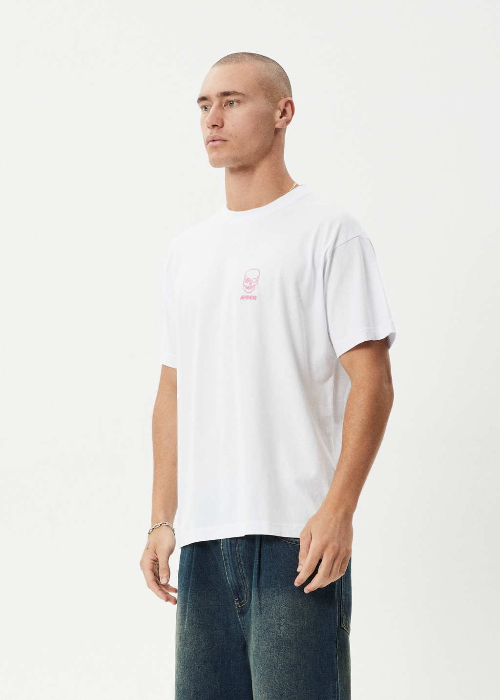 AFENDS Mens Skeletor - Boxy Tee - White