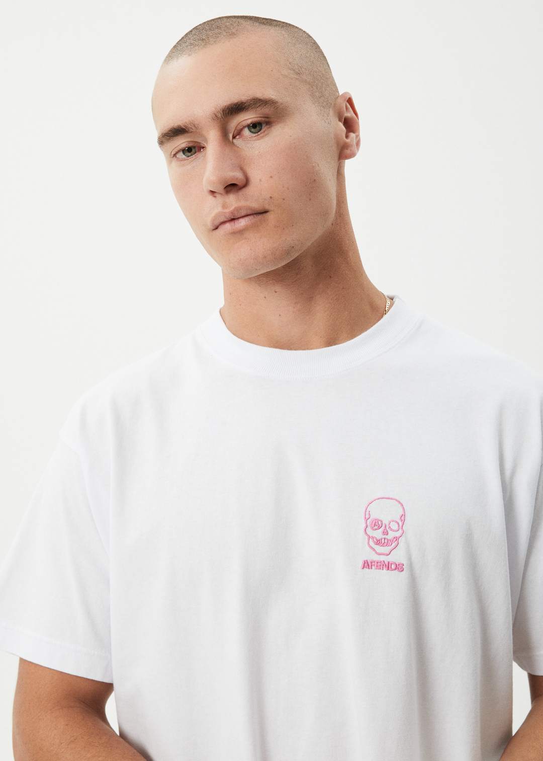 AFENDS Mens Skeletor - Boxy Tee - White