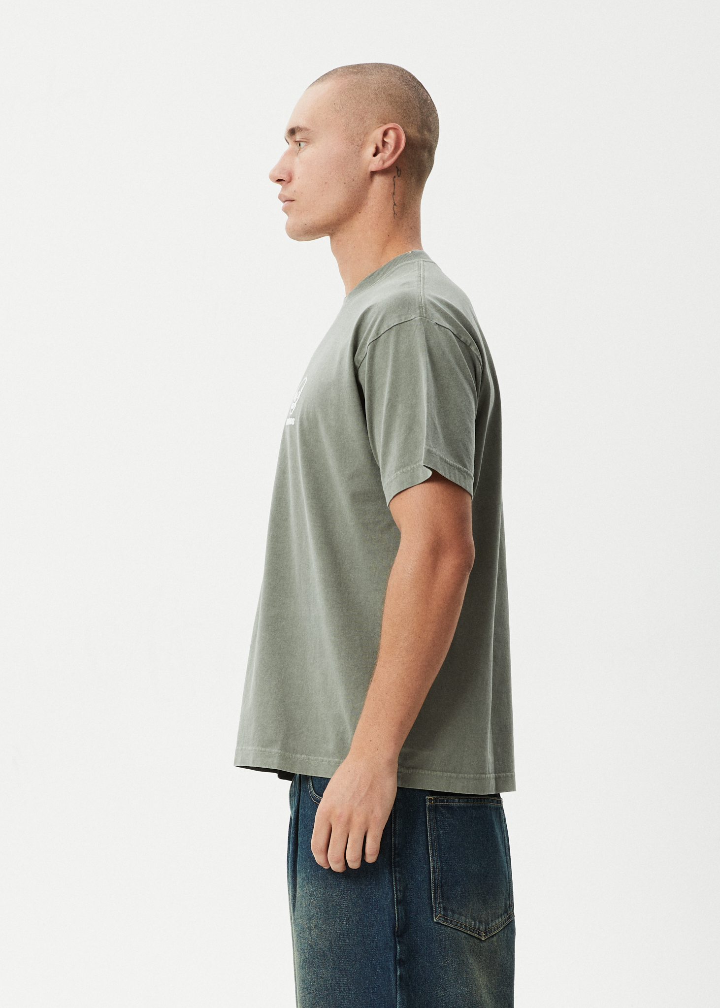 AFENDS Mens Skeletor - Boxy Tee - Washed Sycamore