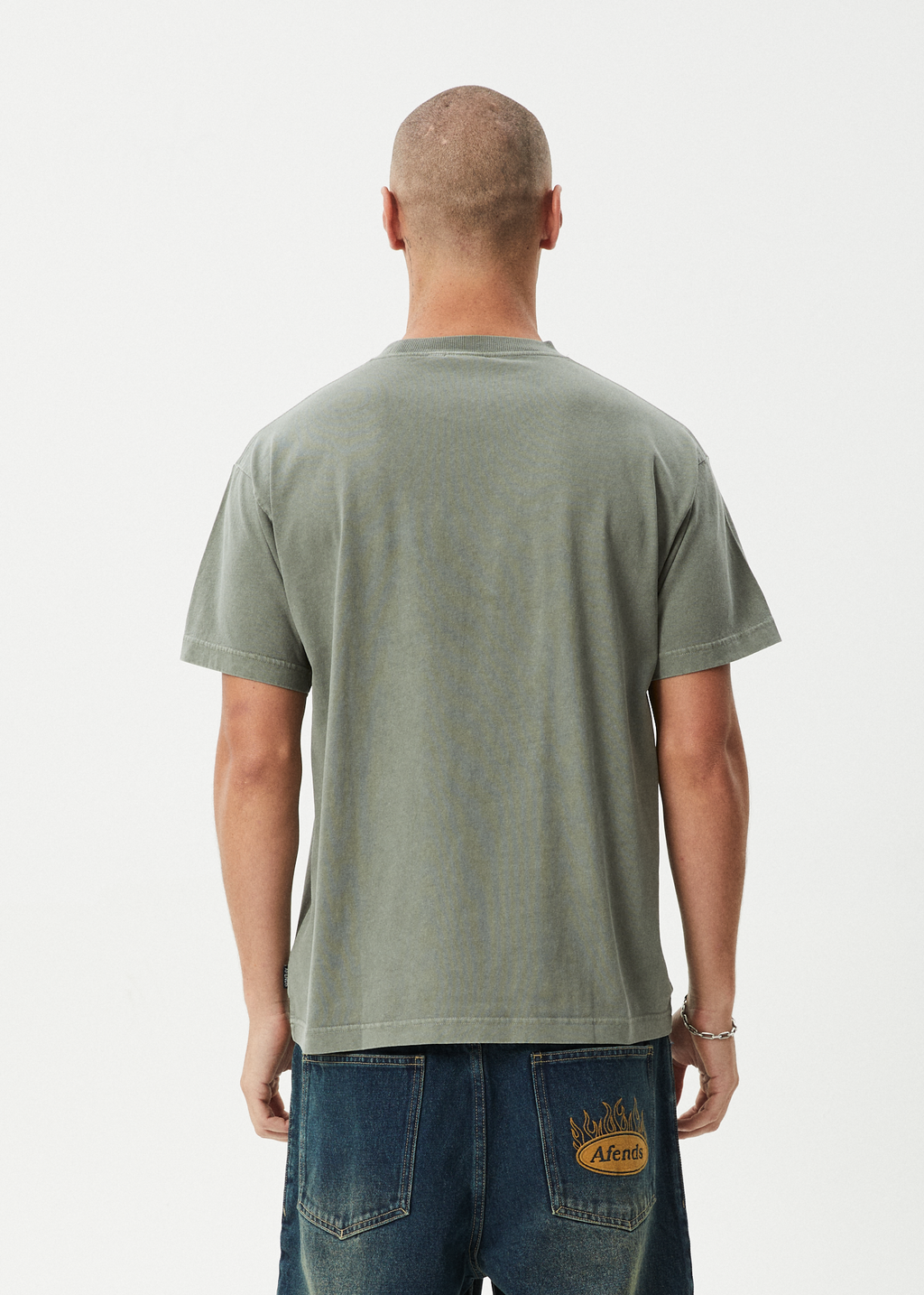 AFENDS Mens Skeletor - Boxy Tee - Washed Sycamore