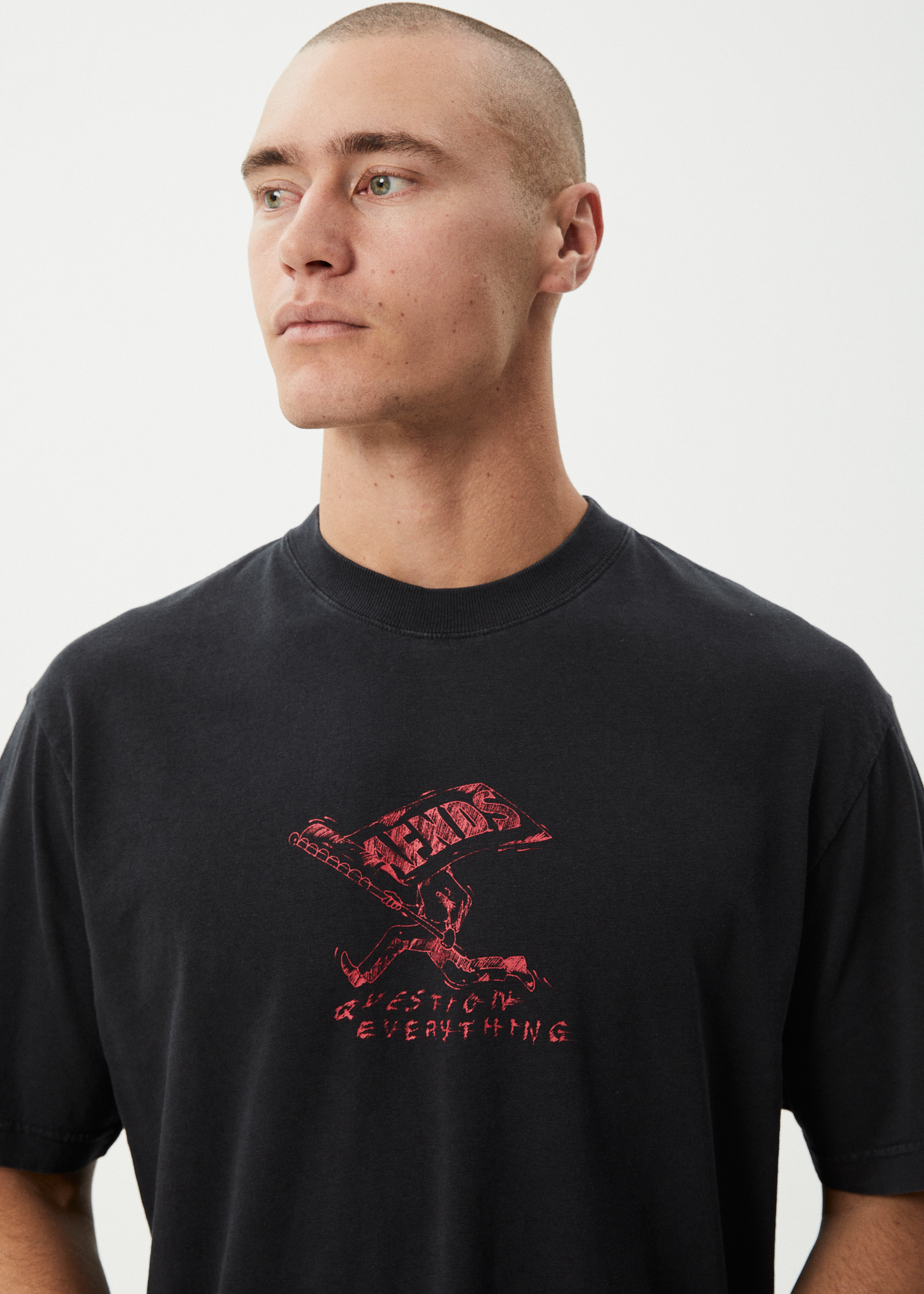 AFENDS Mens Flyin - Retro Tee - Stone Black