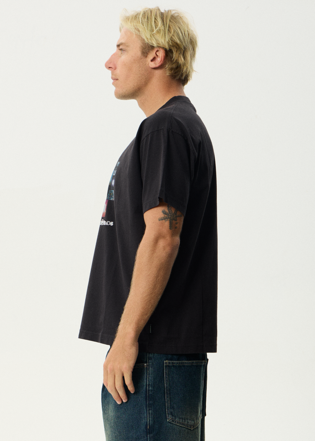 AFENDS Mens Framed - Boxy Tee - Stone Black