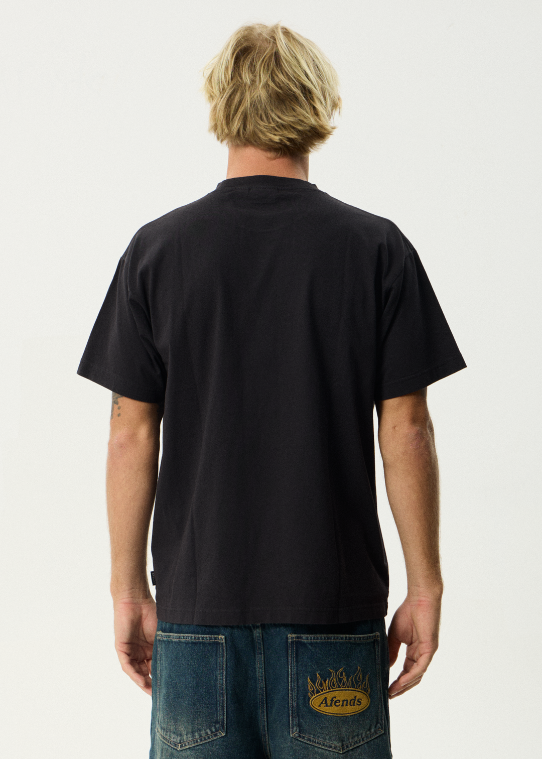 AFENDS Mens Framed - Boxy Tee - Stone Black