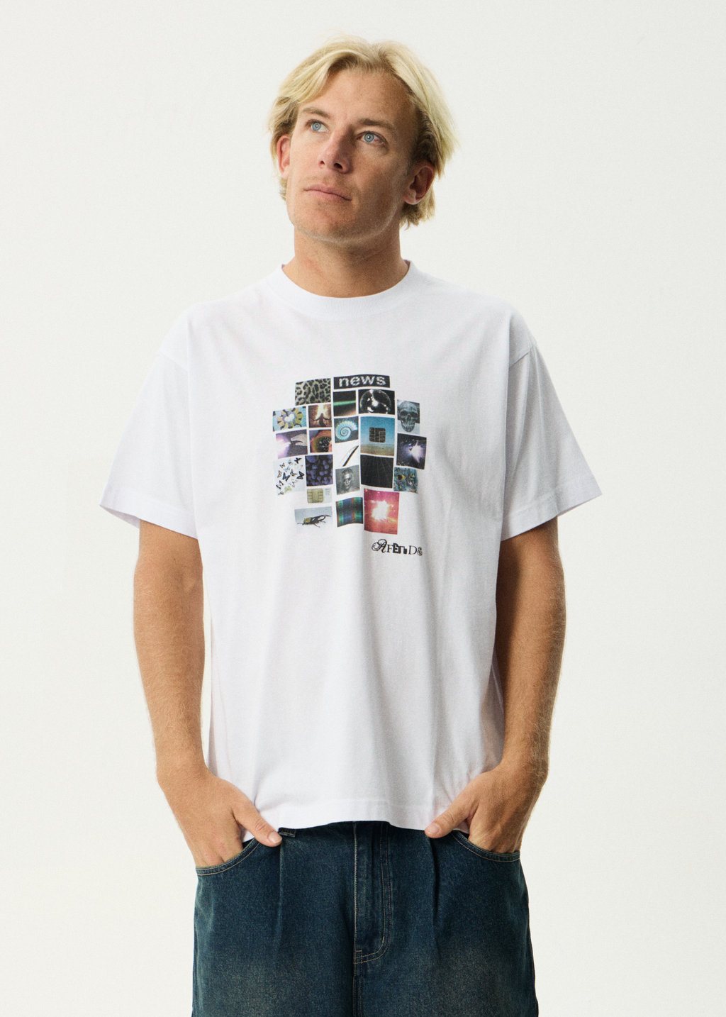 AFENDS Mens Framed - Boxy Tee - White