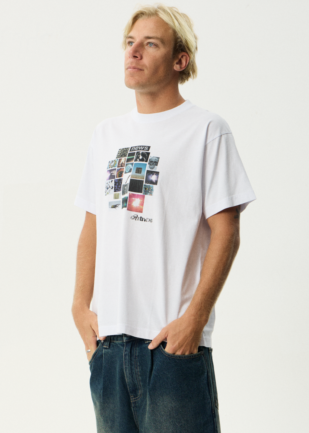 AFENDS Mens Framed - Boxy Tee - White
