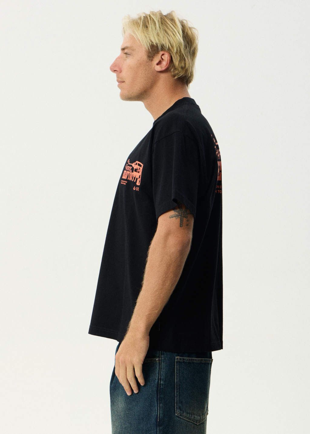 AFENDS Mens Heavy Duty - Heavyweight Boxy Tee - Black