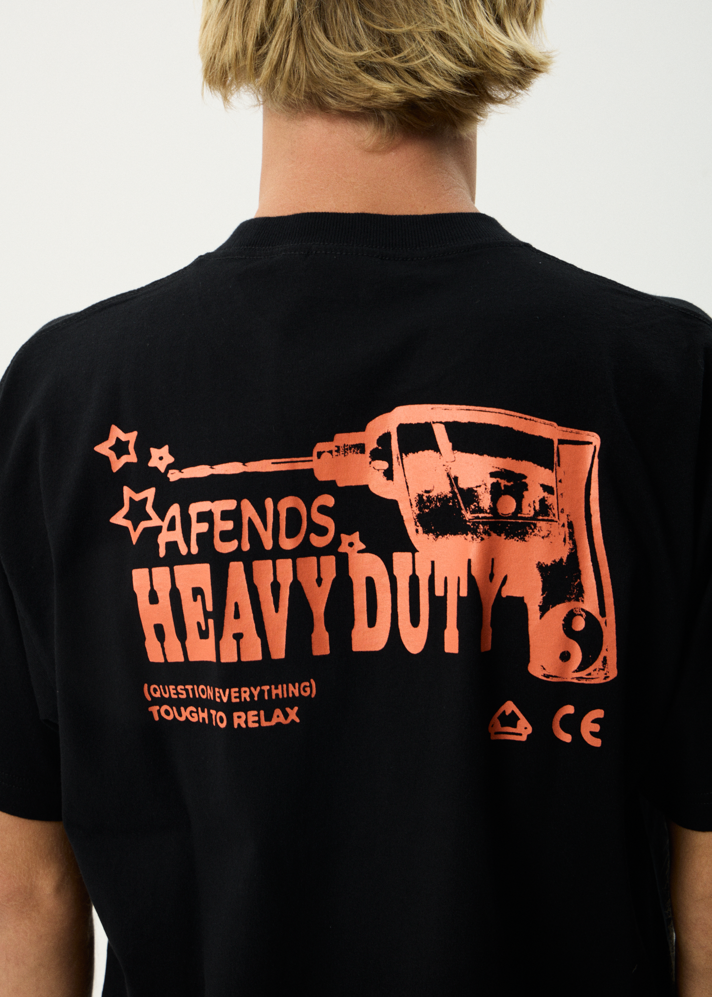 AFENDS Mens Heavy Duty - Heavyweight Boxy Tee - Black