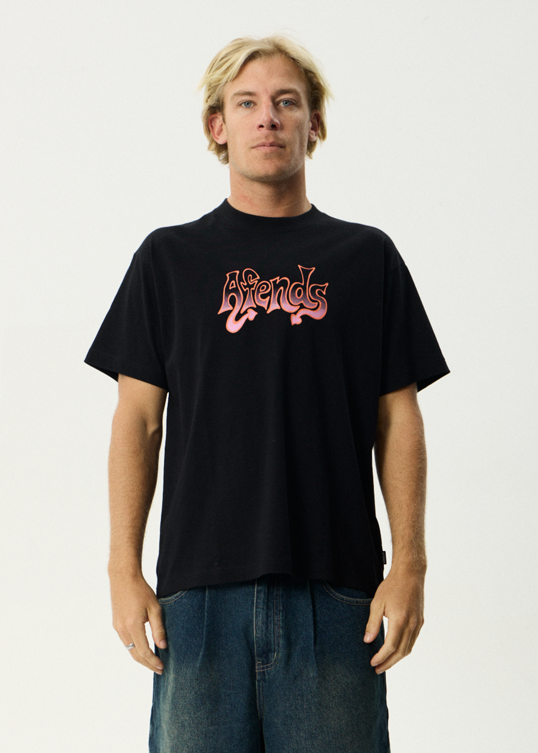 AFENDS Mens Splash - Boxy Tee - Black