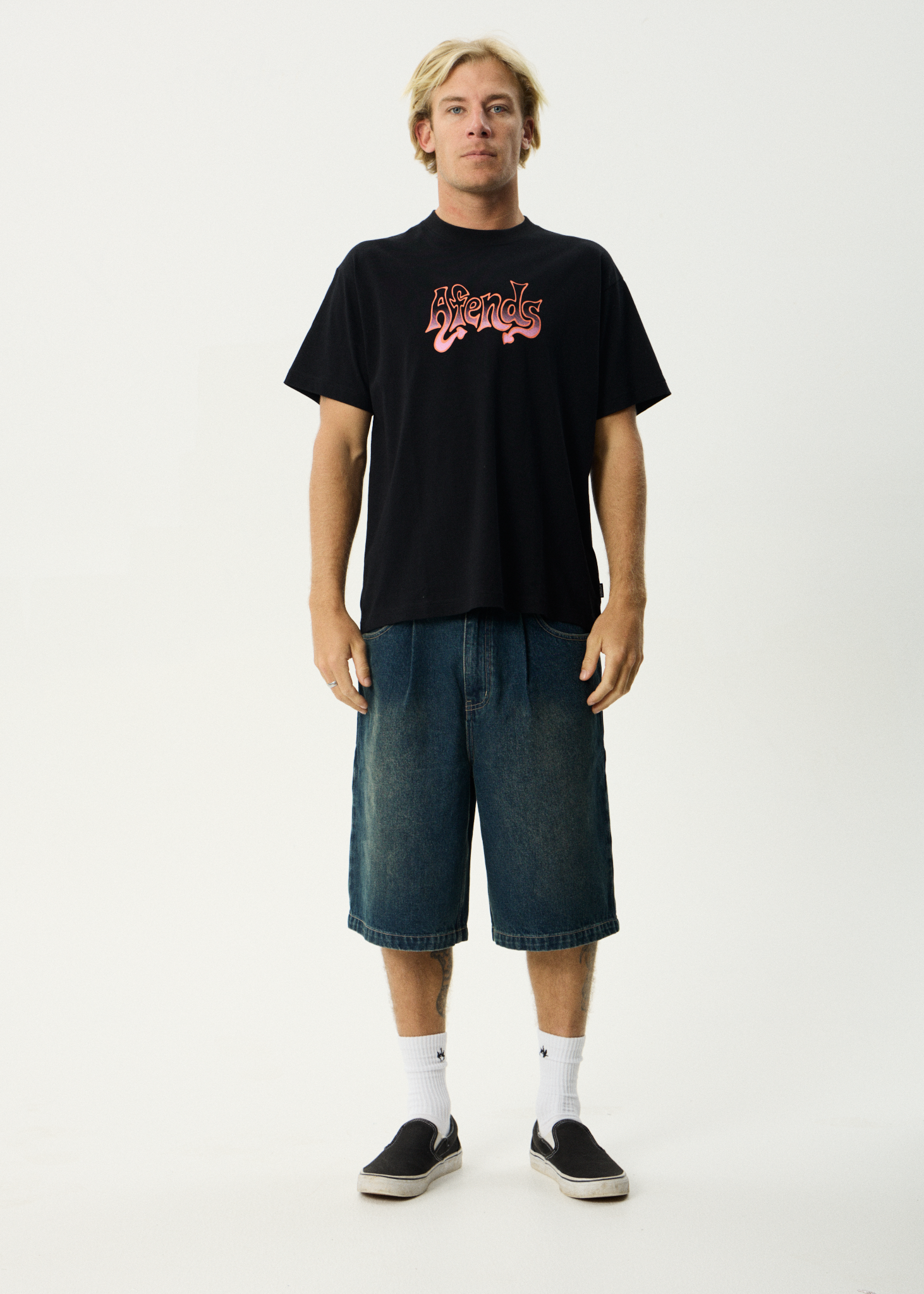 AFENDS Mens Splash - Boxy Tee - Black
