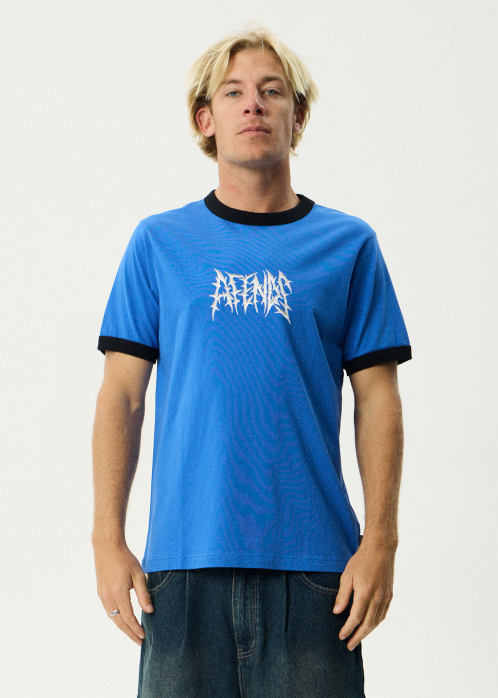 AFENDS Mens Rising - Ringer Tee - Marina