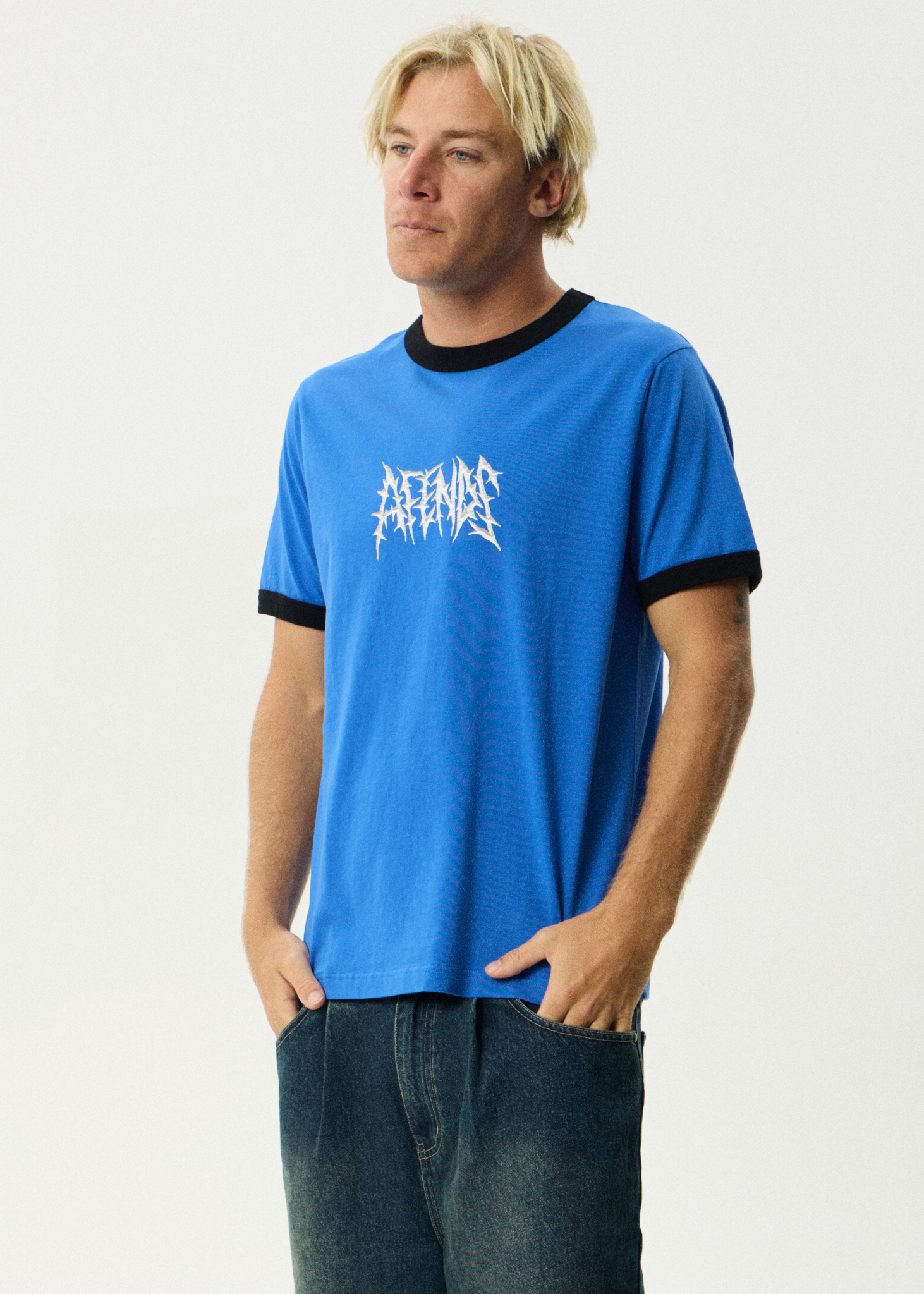 AFENDS Mens Rising - Ringer Tee - Marina