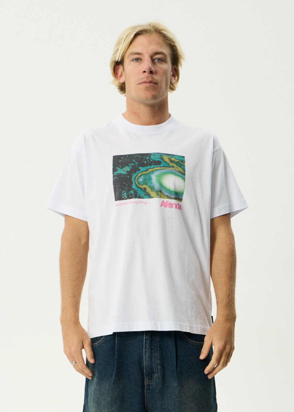 AFENDS Mens Space Race - Boxy Tee - White