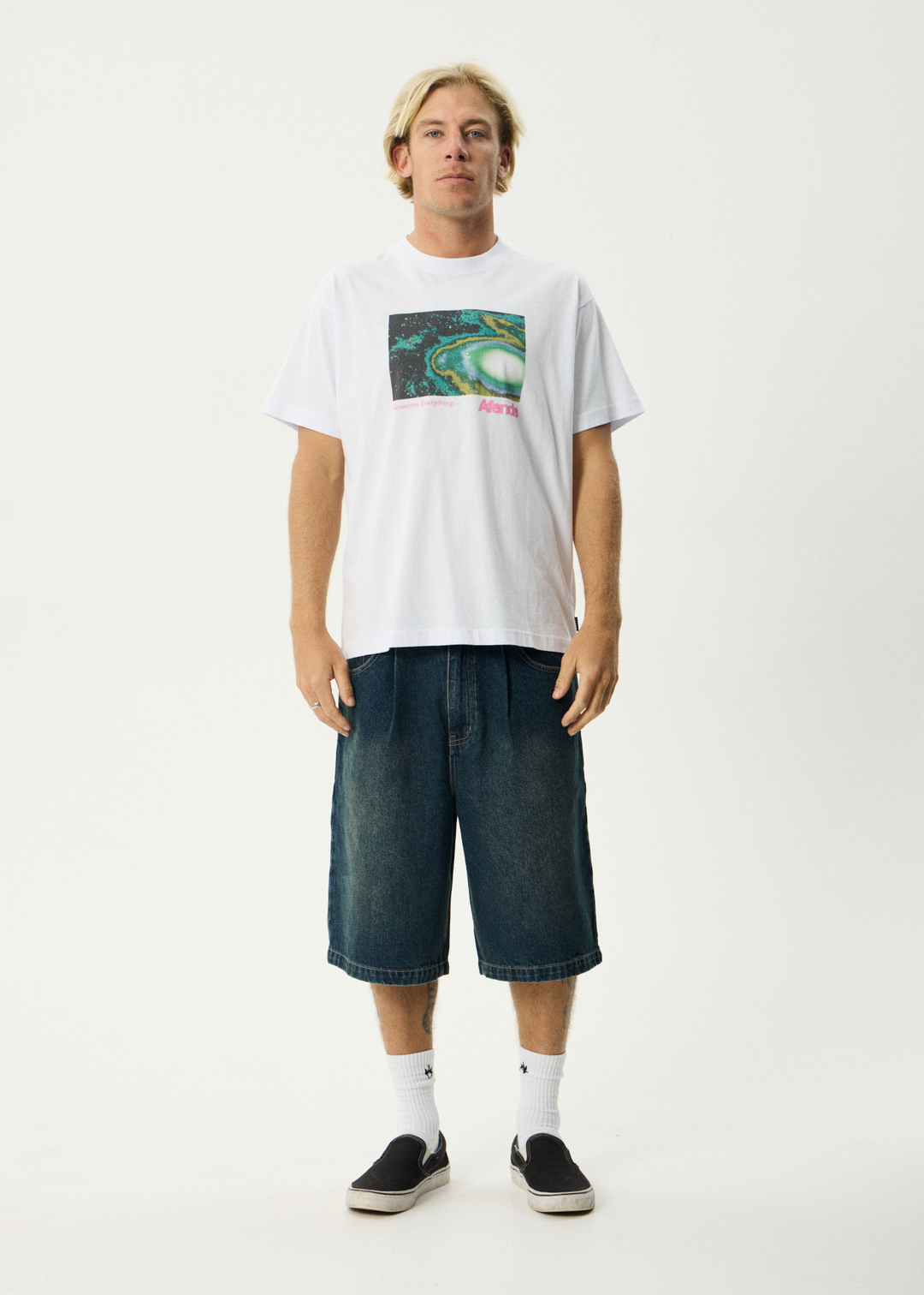 AFENDS Mens Space Race - Boxy Tee - White
