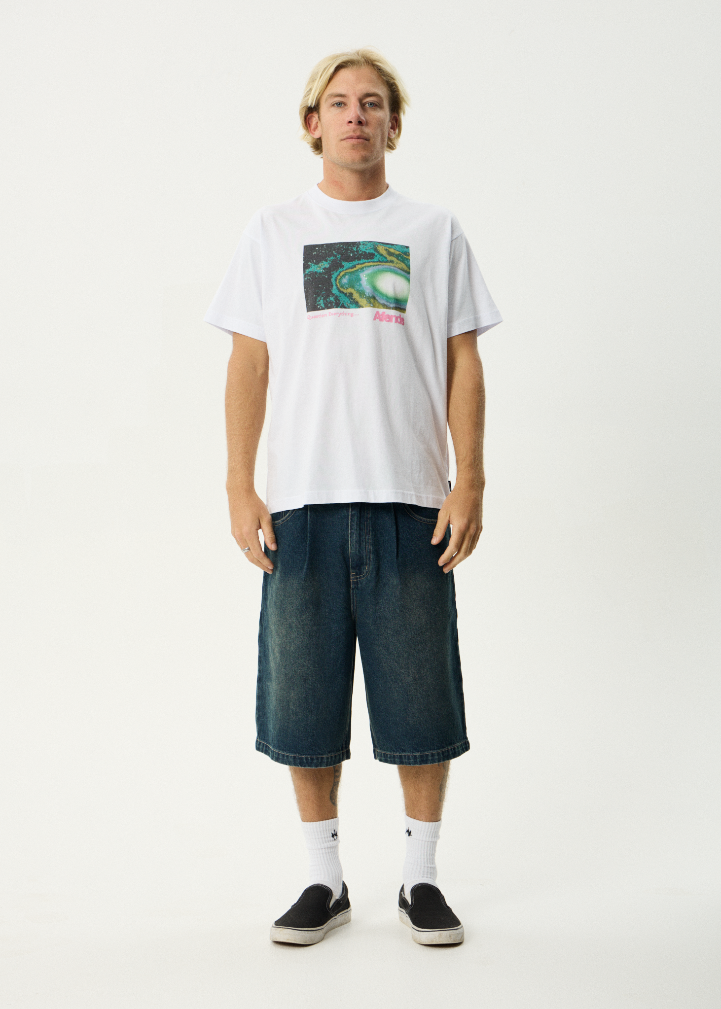 AFENDS Mens Space Race - Boxy Tee - White