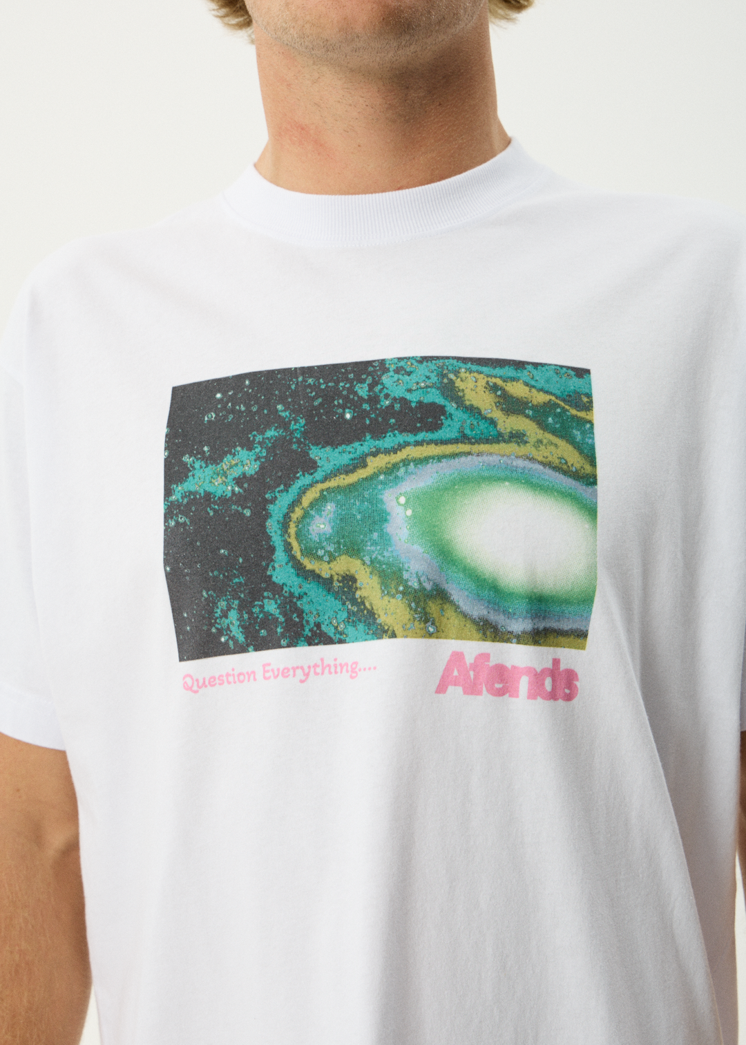 AFENDS Mens Space Race - Boxy Tee - White