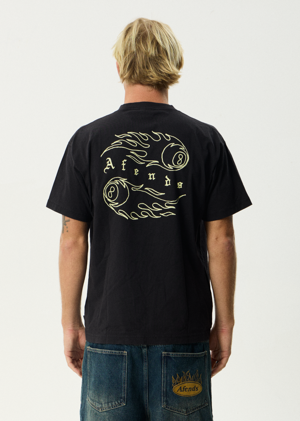 AFENDS Mens Off Balance - Heavyweight Boxy Tee - Stone Black