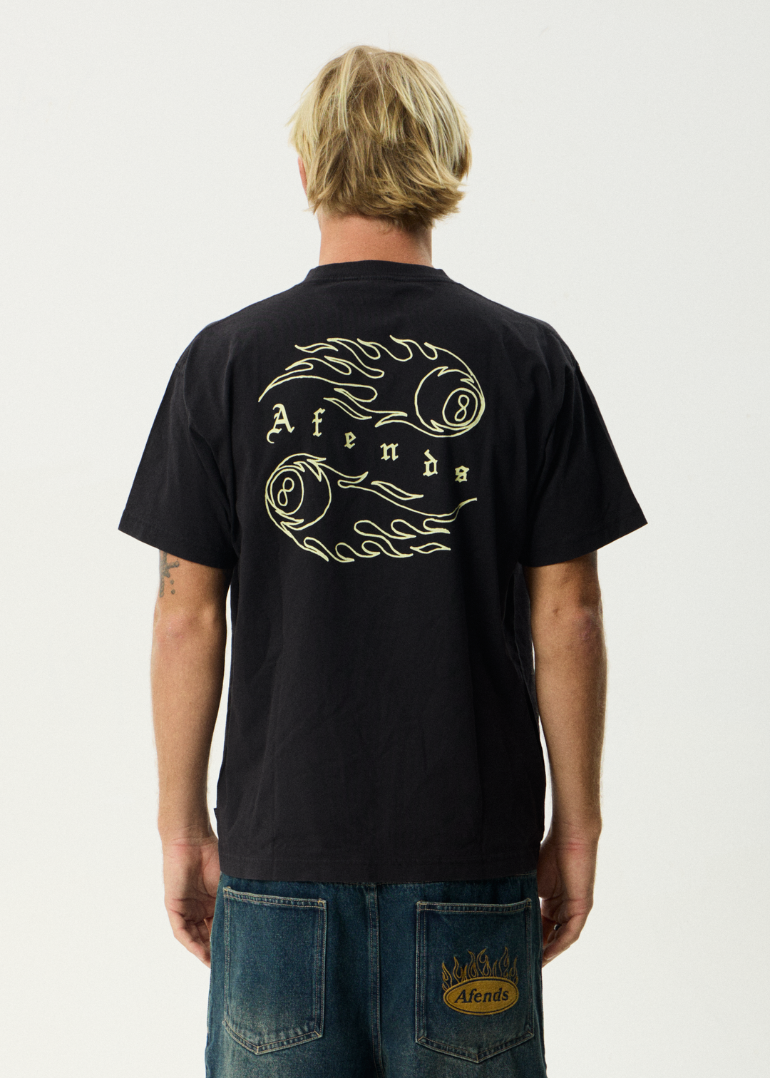 AFENDS Mens Off Balance - Heavyweight Boxy Tee - Stone Black